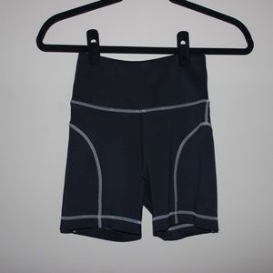 TanLines Black Biker Shorts with White Stitching